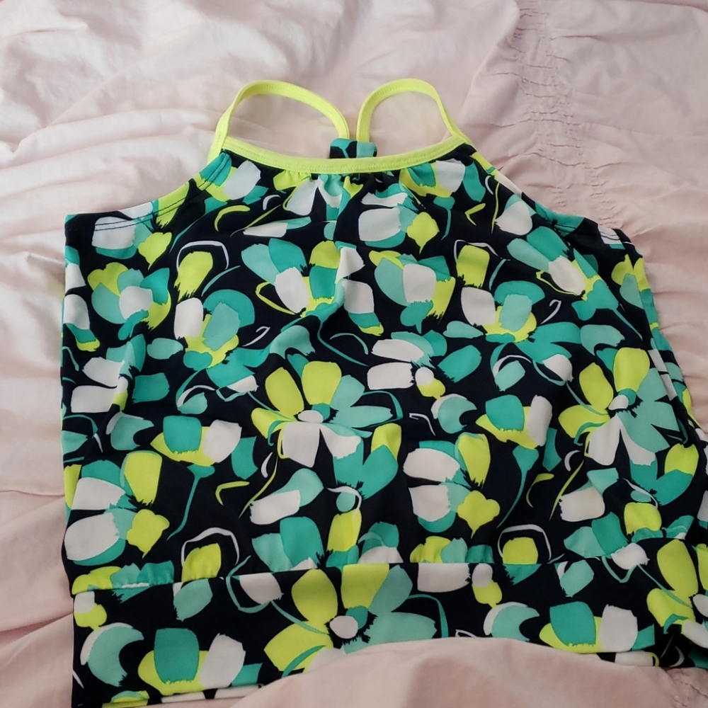 Gymboree Girls floral / striped lined sport top